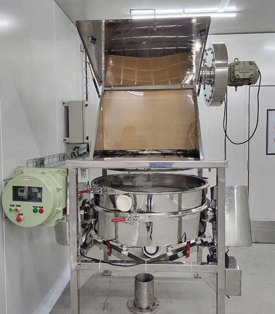 Inline sifter with bag dump station Installed at pharma company